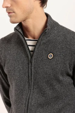 Store Cardigan zippé avec laine moulinée TANDEM Homme Pulls, Cardigans