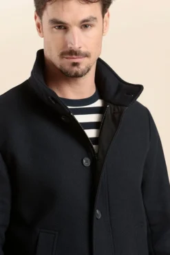New manteau court BARNES en drap de laine Homme Manteaux|Cabans