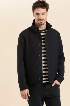 New manteau court BARNES en drap de laine Homme Manteaux|Cabans