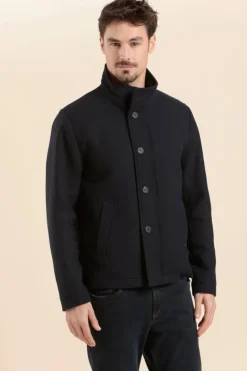 New manteau court BARNES en drap de laine Homme Manteaux|Cabans