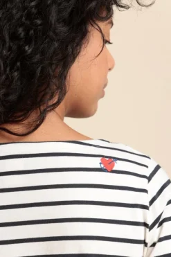 Store mariniere avec broderie coeur Femme Marinières