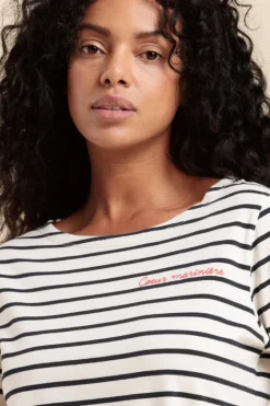 Store mariniere avec broderie coeur Femme Marinières
