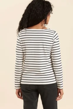 Outlet mariniere avec serigraphie fleurs bleues Femme Marinières
