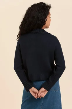 Cheap pull col vareuse TRAPANI avec poches laine Femme Pulls, Cardigans|Vareuses